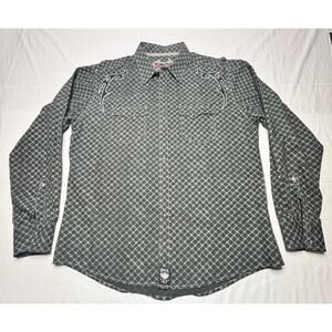 Wrangler Rock 47 Men's LS Black Embroidered Pearl Snap Western Shirt - Size XL